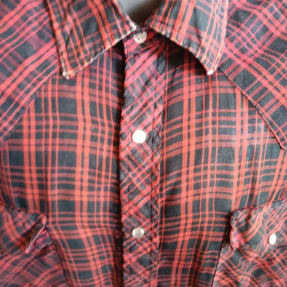Vintage Mens Western Shirt XL 17.5x34 Trashed Mesh Thin Snap 1990's Skater Holes
